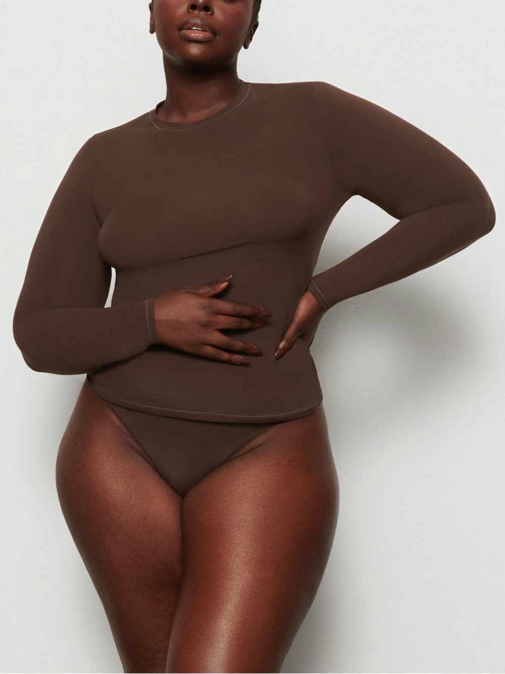 Skims Long Sleeve Tee Seamless Cocoa